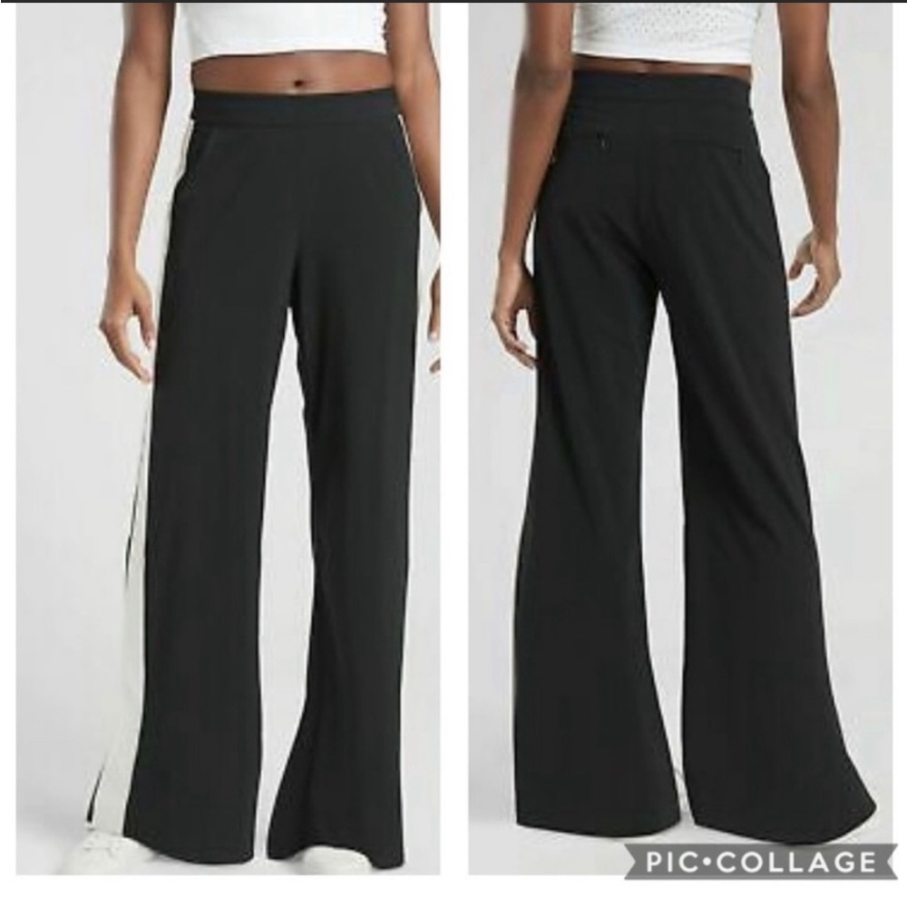 Athleta Black Label Gramercy Y2K Retro Stripe Trouser Wide Leg Track Pants Sz 6